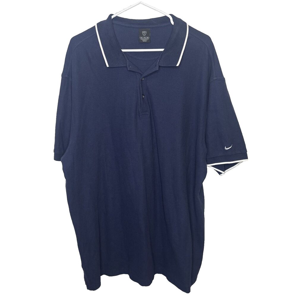 Vintage Nike Golf Polo Shirt Mens 2XL Black NikeFIT Dry Shield Logo Short Sleeve